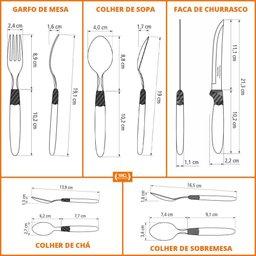 Faqueiro Ipanema 150 Peças Lâminas em Aço Inox Cabo Preto Ptop - Tramontina - 3