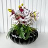 Vaso Centro de Mesa Ikebana Preto com Arranjo Orquídea - 4