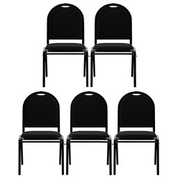 Kit 5 Cadeiras Hoteleiras Auditório Empilhável Linho M23 Preto - Mpozenato - 10