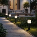 Ver imagem 4 de 8 Luminárias para Jardim 14x36cm Globo Decorativo Timoneiro Leitoso Alumínio Preto Dital