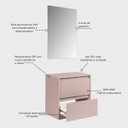 Ver imagem 2 de Gabinete para Banheiro com Espelho 60cm MDF Rosa Dubai - On Móveis