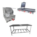 Ver imagem 1 de Kit Lanchonete Mesa de Manipulação 190x70cm + Fritadeira a Gás 1 Cuba + Chapa a Gás 90cm