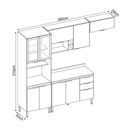 Cozinha Modulada Completa 10 Portas 02 Gavetas Firenze Avena Grafito Demóbile - 4 Cozinha Modulada Completa 10 Portas 02 Gavetas Firenze Avena Grafito Demóbile - 4