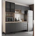 Ver imagem 1 de Cozinha Modulada Completa 10 Portas 02 Gavetas Firenze Avena Grafito Demóbile