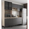 Cozinha Modulada Completa 10 Portas 02 Gavetas Firenze Avena Grafito Demóbile - 1