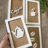 Quadros decorativos café padaria cozinha copa moldura relevo:Branco e marrom - 2
