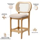 Ver imagem 4 de Kit 2 Banquetas Baixa Bar Cozinha Sala de Jantar Betta L02 Mel Tela Suede Bege - Lyam Decor