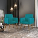 Ver imagem 2 de Kit 10 Poltronas Decorativas - Quarto, Sala, Escritório:Azul Turquesa