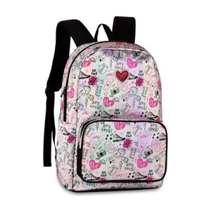 MOCHILA ESCOLAR HOLOGRÁFICA BOLSA MENINA ADOLESCENTE GIRL POWER: Preto