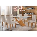 Ver imagem 1 de Conjunto: Mesa de Cozinha Imperatriz Tampo Madeirado C/ Vidro Canto Curvo 180x90 e 6 Cadeiras Jade