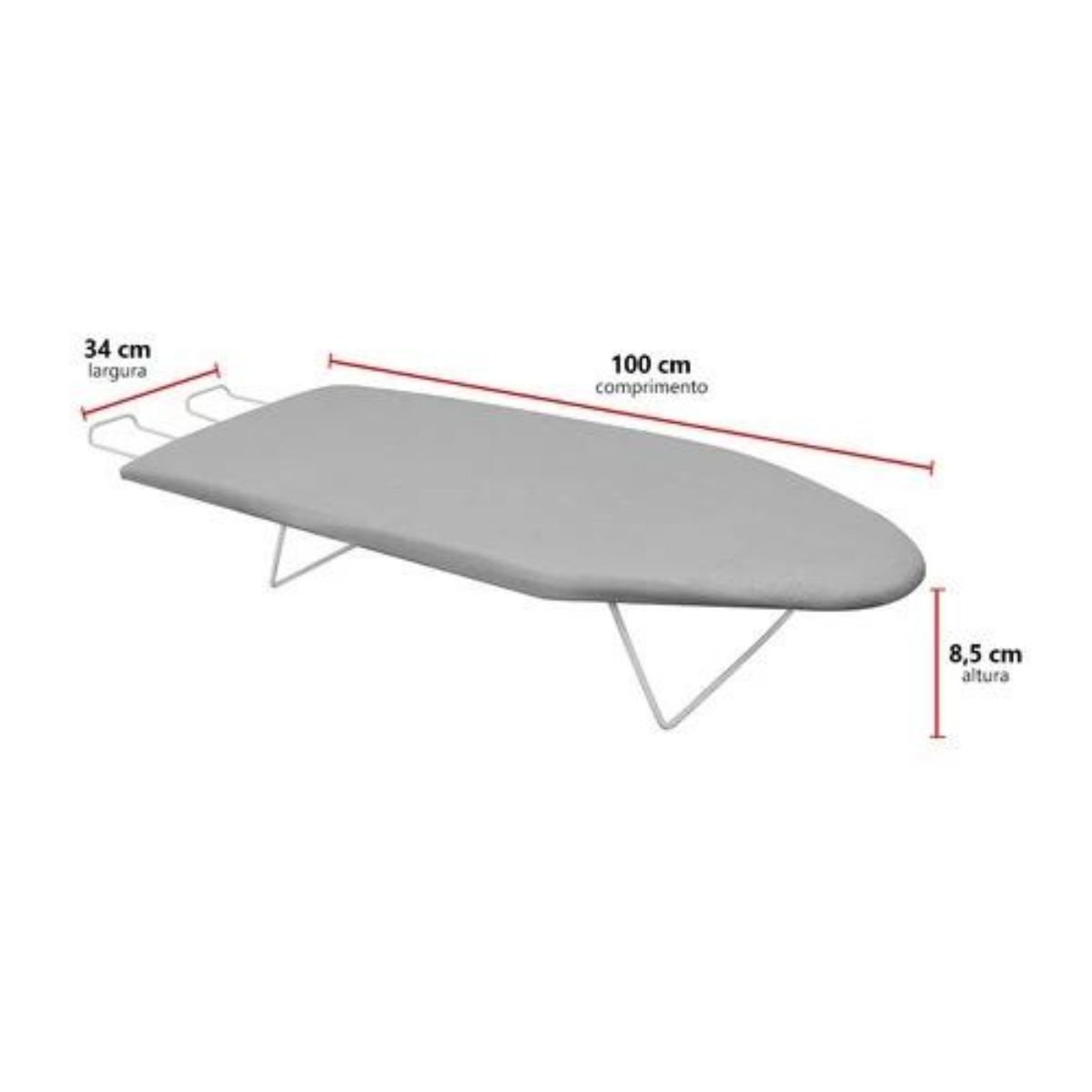 Tabua Mesa de Passar Roupa Portátil de Ferro Resistente Cor Prata Metalizado F - 3