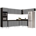 Ver imagem 1 de Armário de Cozinha Modulada de Canto 8 Peças CP07 Balcão Preto/Cinza - Lumil Lumil Móveis