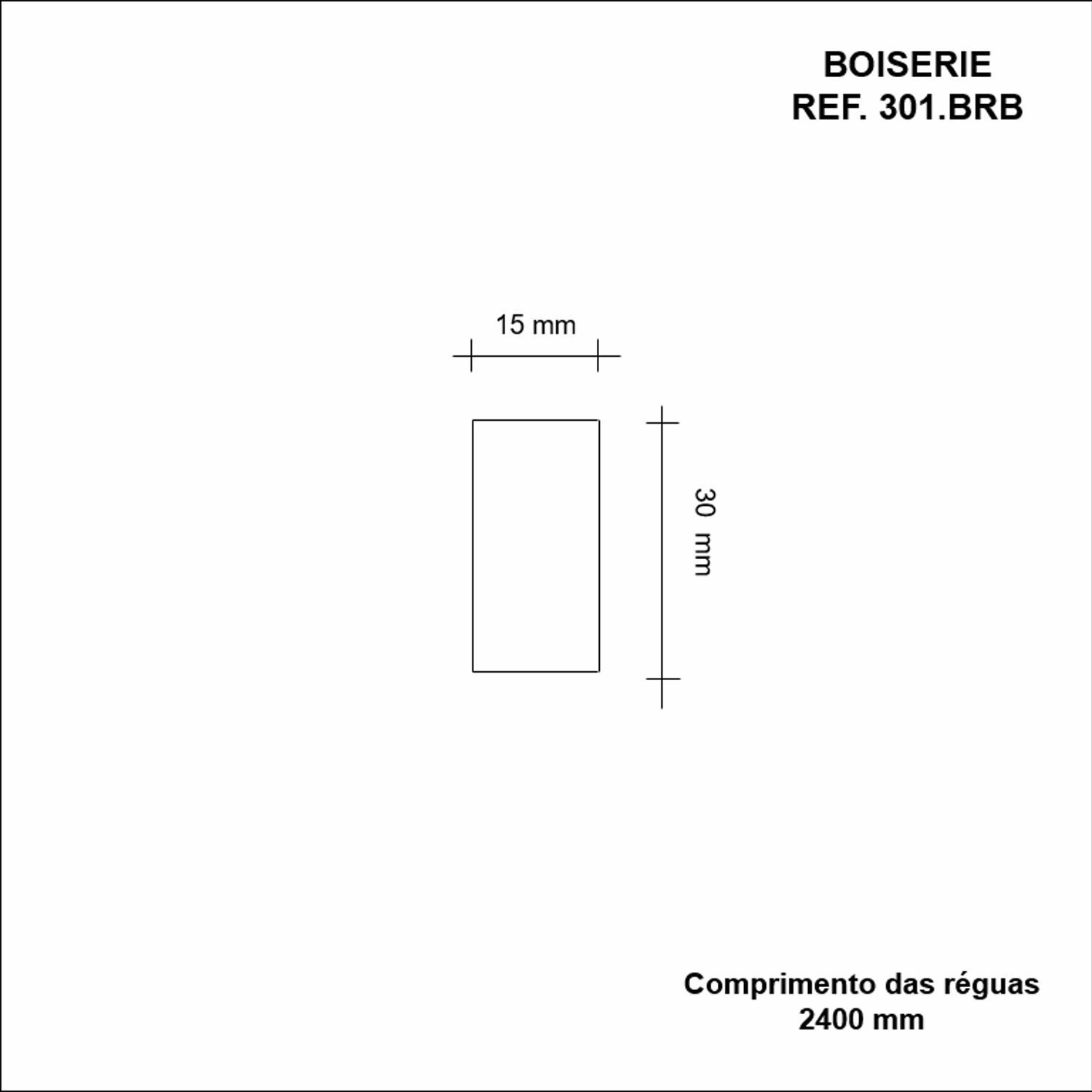 Boiserie MDF 3cm x 15mm x 2,40m Liso Moldufama 301 - 3