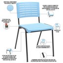 Ver imagem 2 de Cadeira Empilhável Fixa Escritório Multiuso Base Preta Kimi P03 Azul Celeste - Lyam Decor