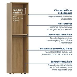 Módulo 45x180 1 Porta 3 Gavetas Frame Cabecasa madeiramadeira - 7