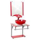 Ver imagem 1 de Gabinete de Vidro 40cm Cuba Redonda Vermelho + Torneira Cascata - Dahora