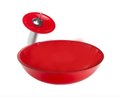 Ver imagem 2 de Gabinete de Vidro 40cm Cuba Redonda Vermelho + Torneira Cascata - Dahora