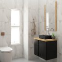 Ver imagem 1 de Conjunto para Banheiro Gabinete 60cm 1 Porta 2 Gavetas Castellon com Cuba e Espelheira Darabas Agard