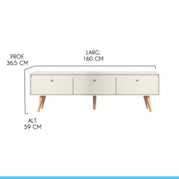 Rack Retrô para Tv 65 Pol. com 3 Portas 160 X 59 Cm Memphis Mdp Champanhe 0673 Menu - 3