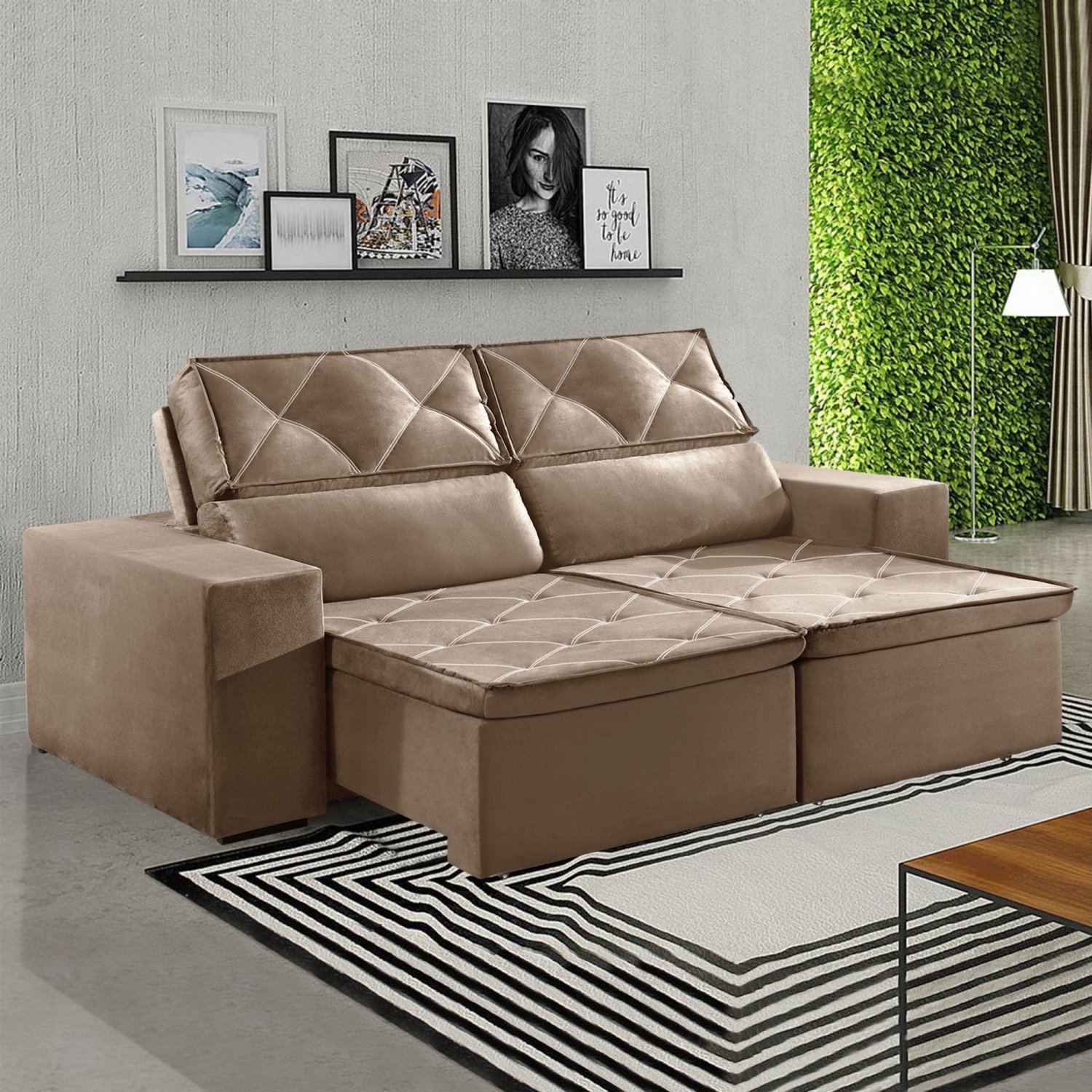 Sofá Recife 4 Lugares Retrátil e Reclinável 250cm com Molas Yescasa MadeiraMadeira