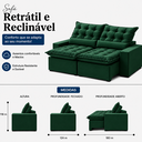 Ver imagem 3 de Sofá Malta Retrátil e Reclinável 230m - Verde