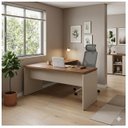 Ver imagem 6 de Mesa em L (Mesa 1,70m + Mesa Auxiliar) s/ Gavetas (Tampo 40mm) Nogal Sevilha / Champanhe 34325