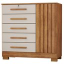 Ver imagem 1 de Comoda 5 Gavetas 1 Porta 99 cm Mary Cedro Areia Rudk