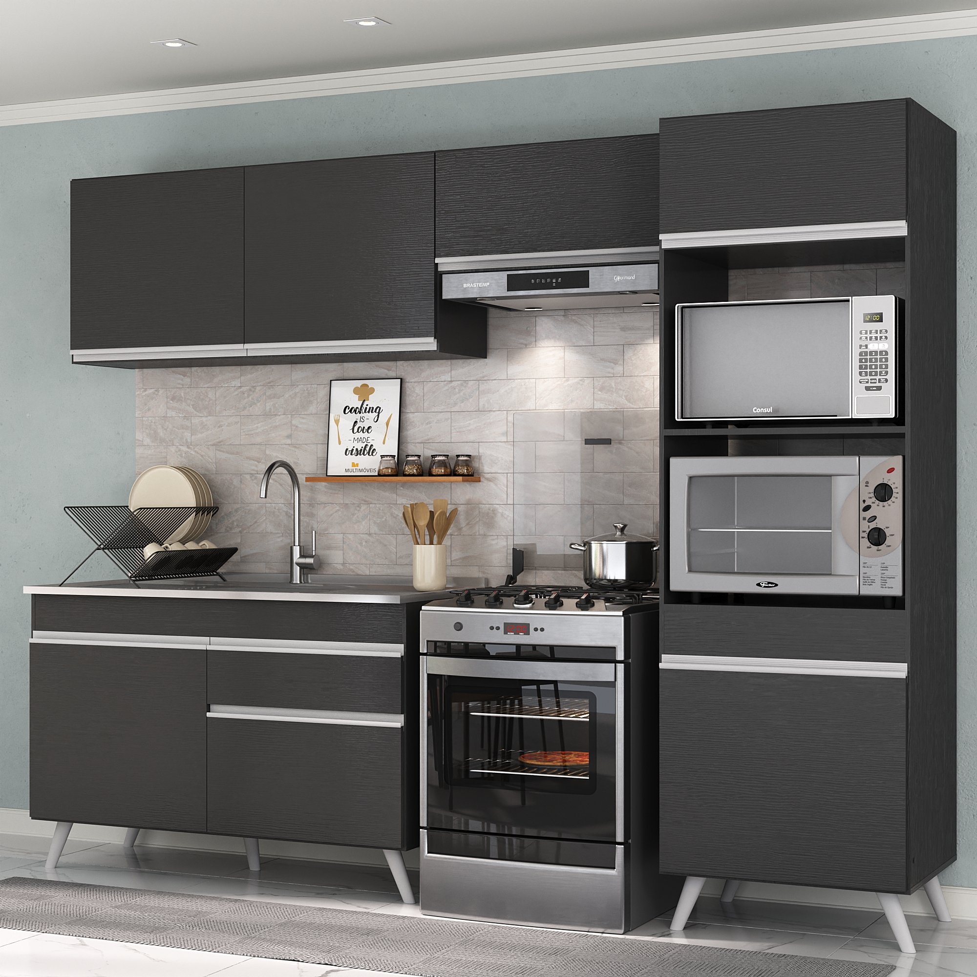Armário de Cozinha Compacta 4 peças MP3693.898 Veneza Multimóveis