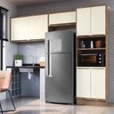 Ver imagem 1 de Cozinha Modulada 3 Peças 7 Portas 1 Nicho para Forno Viena Bege/Louro Freijó/Argila