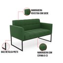 Ver imagem 6 de Kit 1 Sofá Namoradeira e 1 Poltrona Elisa Suede Base Metálica Industrial Preto - D'Rossi Verde