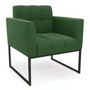 Ver imagem 3 de Kit 1 Sofá Namoradeira e 1 Poltrona Elisa Suede Base Metálica Industrial Preto - D'Rossi Verde