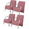 Kit 4 Poltronas 1 Lugar Vênus Pé Alumínio D Salla Suede Rosa - 1