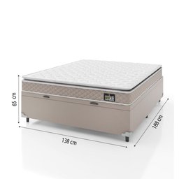 Cama Box Baú Casal Colchão D45 com Pillow Top Hellen Strong Bege Suporta até 150kg por Pessoa - 5