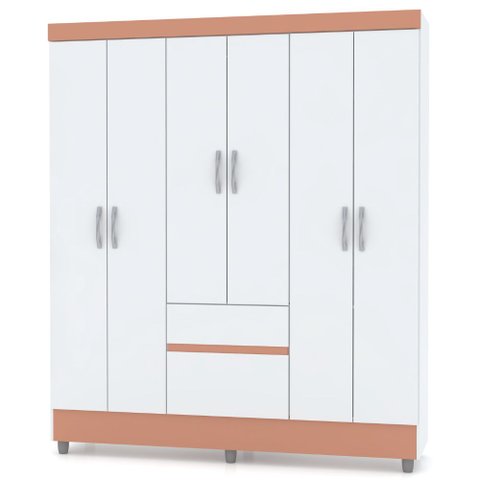 Guarda Roupa Solteiro Ideal Plus 6 Portas Branco Camarim Flex Vr