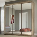 Ver imagem 1 de Guarda Roupa Casal 3 Portas Espelho Mdf Qualitá Belmax:carvalho