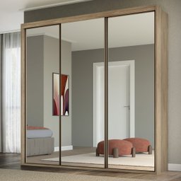 Guarda Roupa Casal 3 Portas Espelho Mdf Qualitá Belmax:carvalho - 1