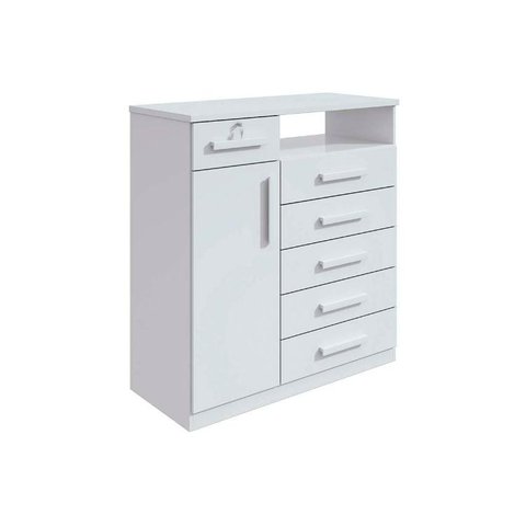 Cômoda Casal Da Vinci New c/ 1 Porta 1 Nicho e 6 Gavetas Branco - Lopas