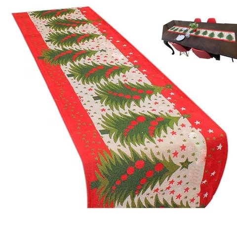 Caminho de Mesa Passadeira Toalha Natal Natalino Trilho Arvore de Natal Mesa de Jantar Festa Enfeite