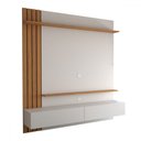 Ver imagem 1 de Painel para Tv até 65 Polegadas Christiania 2 Portas 2 Prateleiras Off White Matte/freijó - Panorama