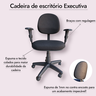 Cadeira de Escritório Executiva Anatômica, Base Giratória, Braços Reguláveis, Tecido Jserrano Preto - 2