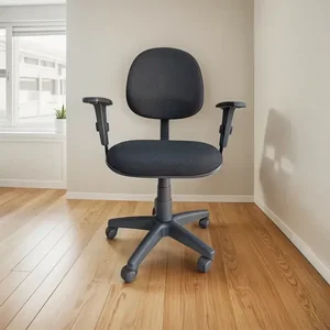 Cadeira de Escritório Executiva Anatômica, Base Giratória, Braços Reguláveis, Tecido Jserrano Preto