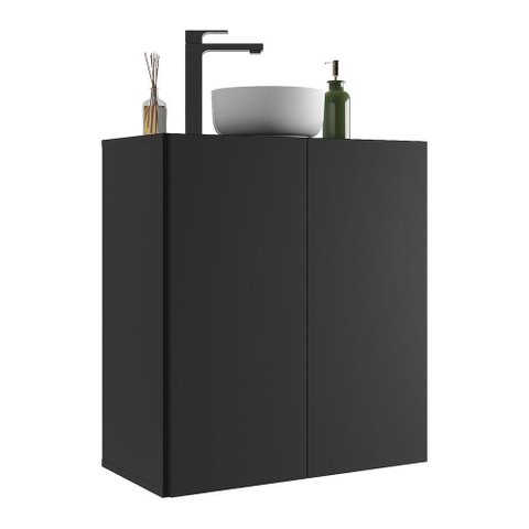 Gabinete Banheiro 2 Portas Suspenso 63cm Multimóveis V5007 Preto
