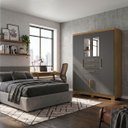 Ver imagem 1 de Guarda Roupa Compacto 6 Portas 3 Gavetas Espelho Roupeiro Nature Alaska