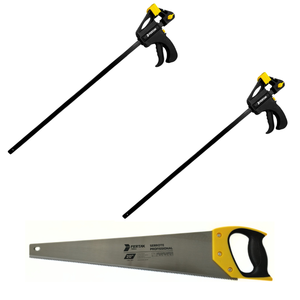 Kit 2 Grampos Sargento Aperto Rápido 18" Pol 450mm+1 Serrote Profissional 20" Fertak