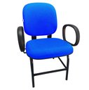 Ver imagem 1 de Cadeira Plus Size com Braço Apoio Reforçada até 180 Kg Anatômica Tecido Azul