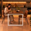 Ver imagem 4 de Mesa de Jantar Reforçada Industrial 100x60cm Tampo Marrom Pés Branco