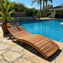 Ver imagem 1 de Espreguiçadeira Isa em Madeira Maciça para Área de Piscina e Jardim – Arveni – Castanho Claro