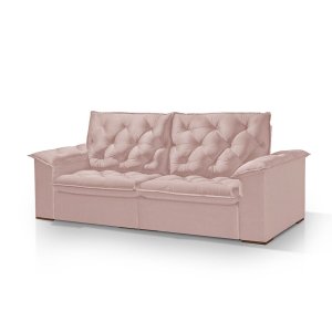Sofá Retrátil Spider em Veludo Moderno Confortável 250cm:rosa