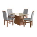 Ver imagem 2 de Conjunto Mesa e 4 Cadeiras Madeira Maciça Cinza/Canela/Off White