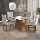 Ver imagem 1 de Conjunto Mesa e 4 Cadeiras Madeira Maciça Cinza/Canela/Off White